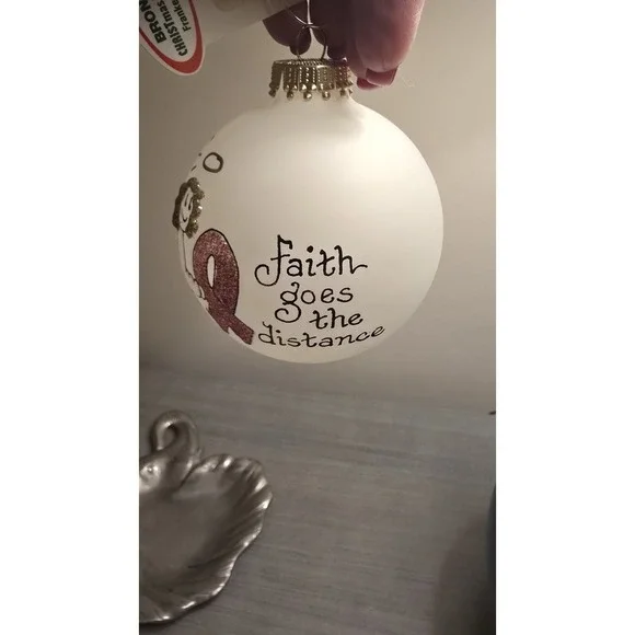 Heart Gift By Teresa Thibault Angel XMas Ornament Pink Ribbon Heb 12:12 Faith - Picture 3 of 8